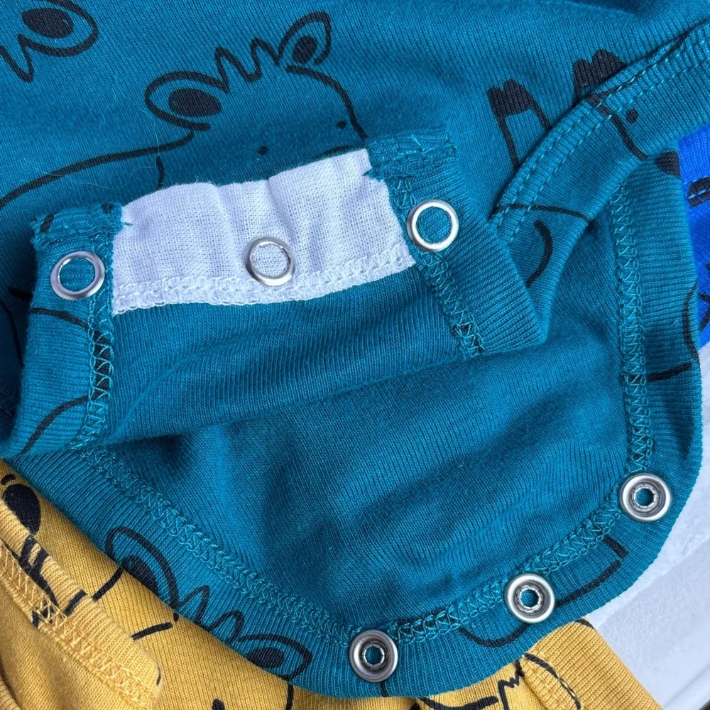 NWT 5 Piece Carter's Bodysuits Onesies Set - Teal, Blue, Mustard Koala Cow Pig